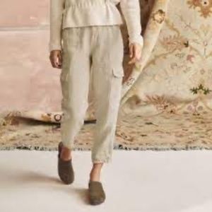 Wrap London Linen High-Waisted Cargo Pants, Size 8